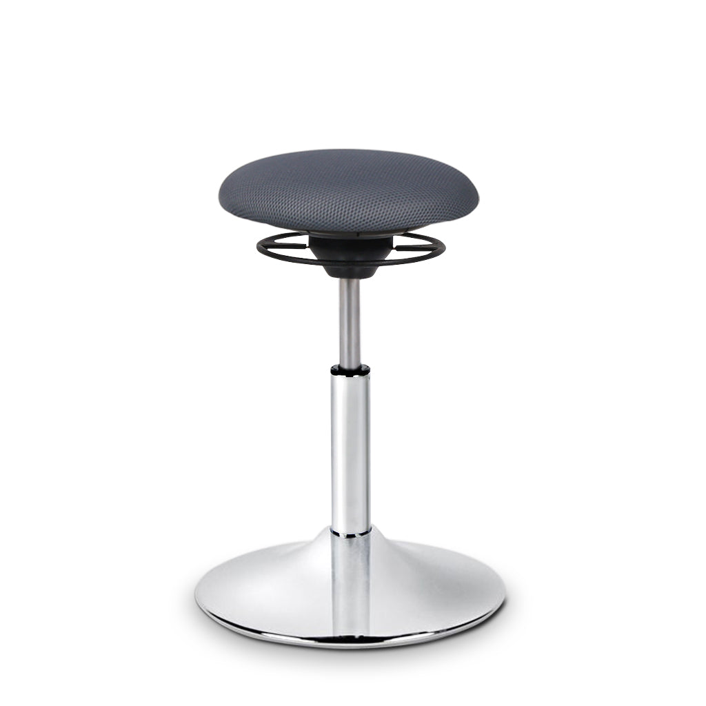 BALIMO Classic in dunkelgrau mit chrom Gestell – Bewegungshocker aktiv sitzen