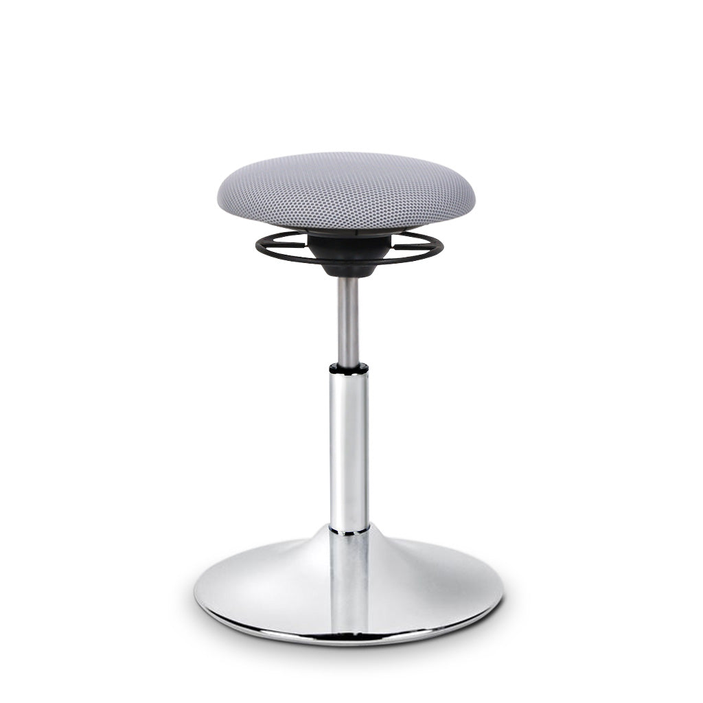 BALIMO Classic in hellgrau mit chrom Gestell – ergonomischer Hocker für Training und Therapie