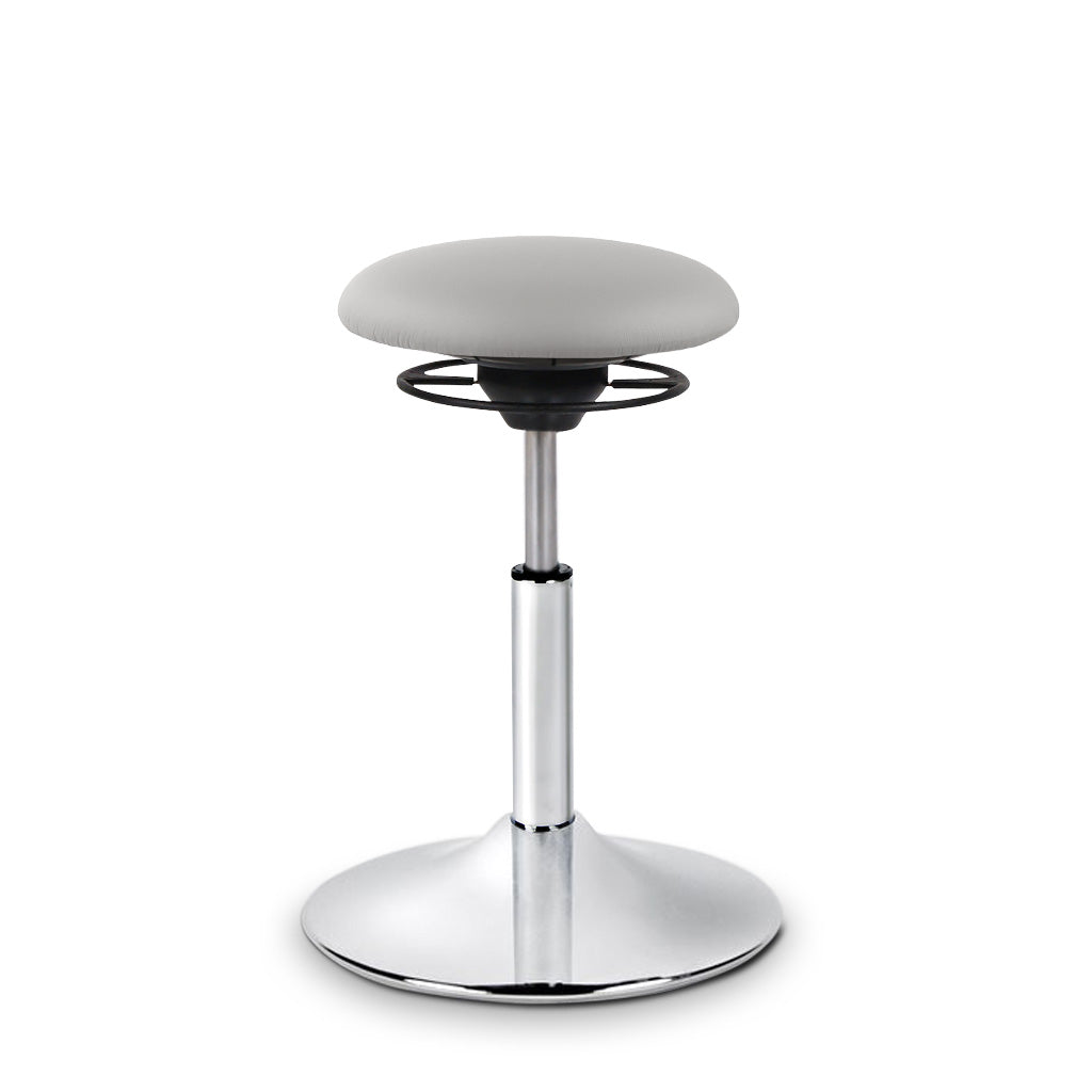BALIMO Classic in hellgrau mit Chrom-Gestell – ergonomischer Bewegungshocker