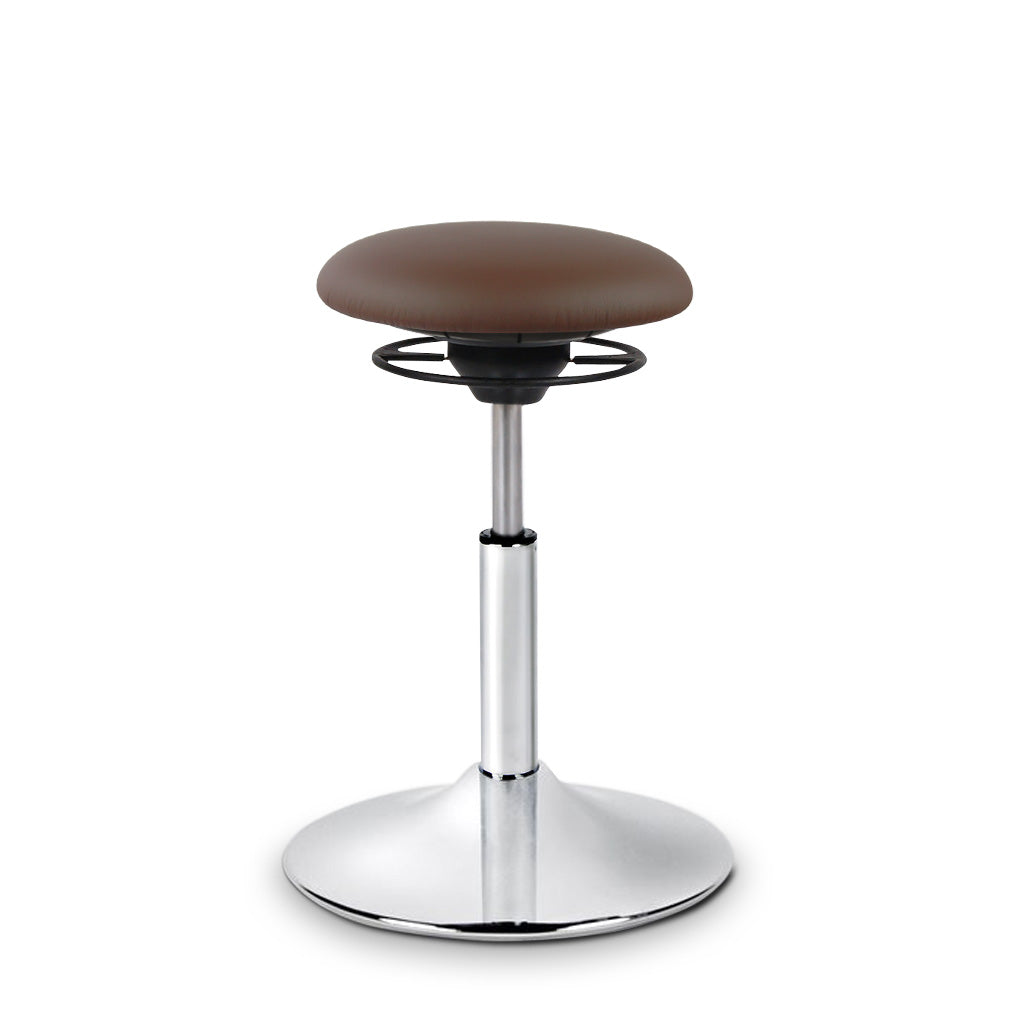 BALIMO Classic in braun mit Chrom- Gestell – ergonomischer Hocker für gesundes Sitzen