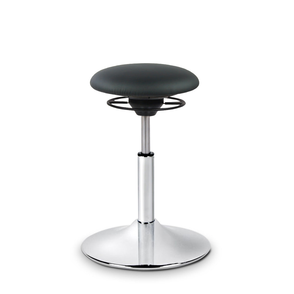 BALIMO Classic in schwarz mit chrom Gestell – ergonomischer Hocker für aktives sitzen