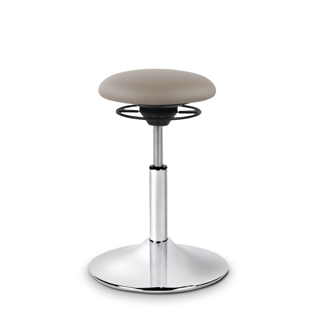 BALIMO Classic in taupe mit Chrom- Gestell – ergonomischer Hocker für gesundes Sitzen