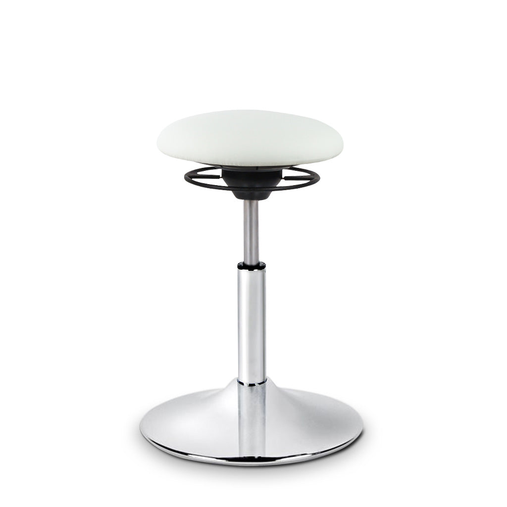 BALIMO Classic in Kunstleder weiß mit chrom Gestell – ergonomischer Hocker für Training und Therapie