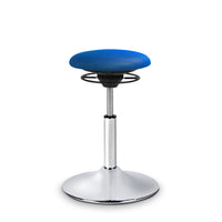 BALIMO Classic in blau mit silbernem Gestell – ergonomischer Hocker für Training und Therapie