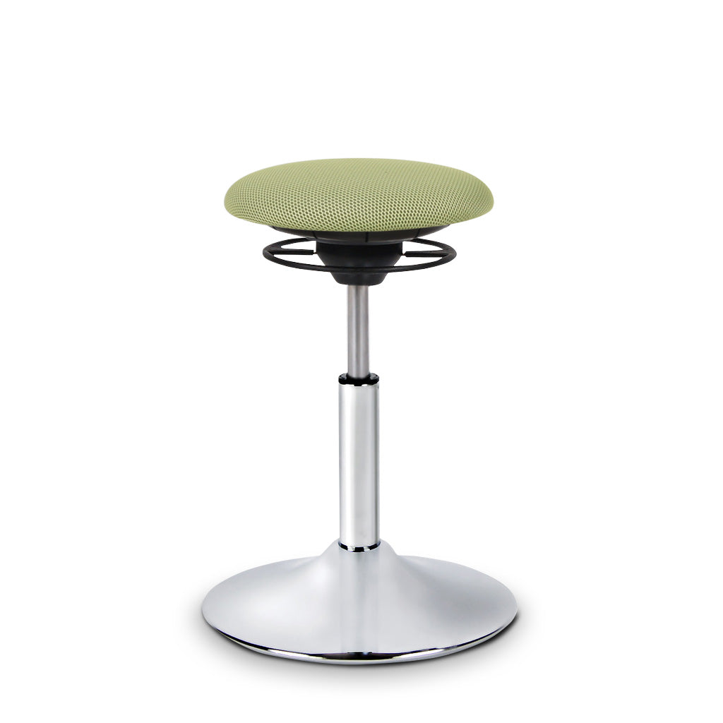 BALIMO Classic in grün mit silbernem Gestell – ergonomischer Hocker für aktives sitzen