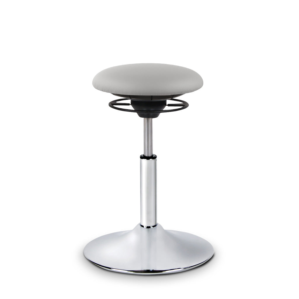 BALIMO Classic in hellgrau mit silber gebürstetem Gestell – ergonomischer Bewegungshocker