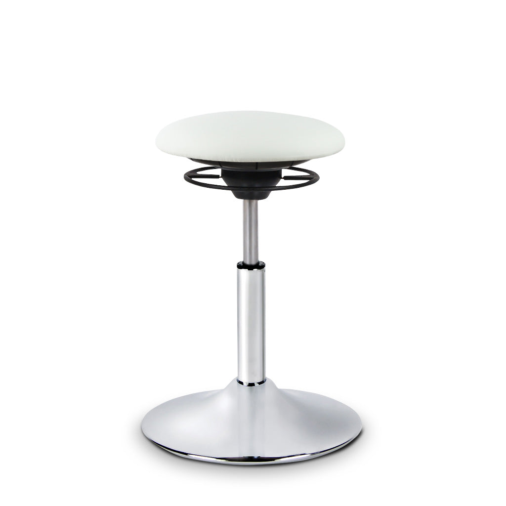 BALIMO Classic in Kunstleder weiß mit silbernem Gestell – ergonomischer Hocker für Training und Therapie