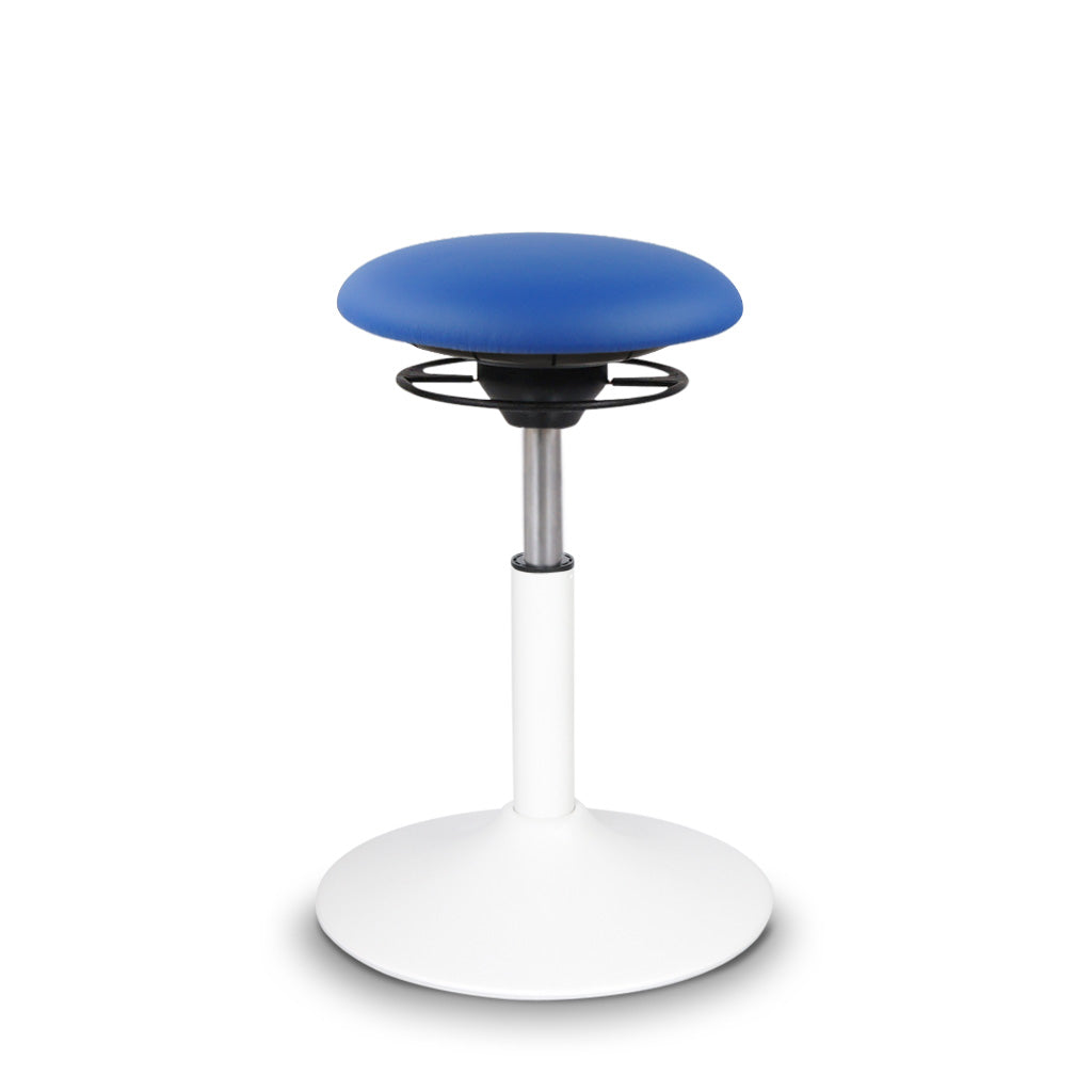 BALIMO Classic Sitzbezug blau mit weißem Gestell – Sitztrainer ergonomischer Hocker für gesundes Sitzen