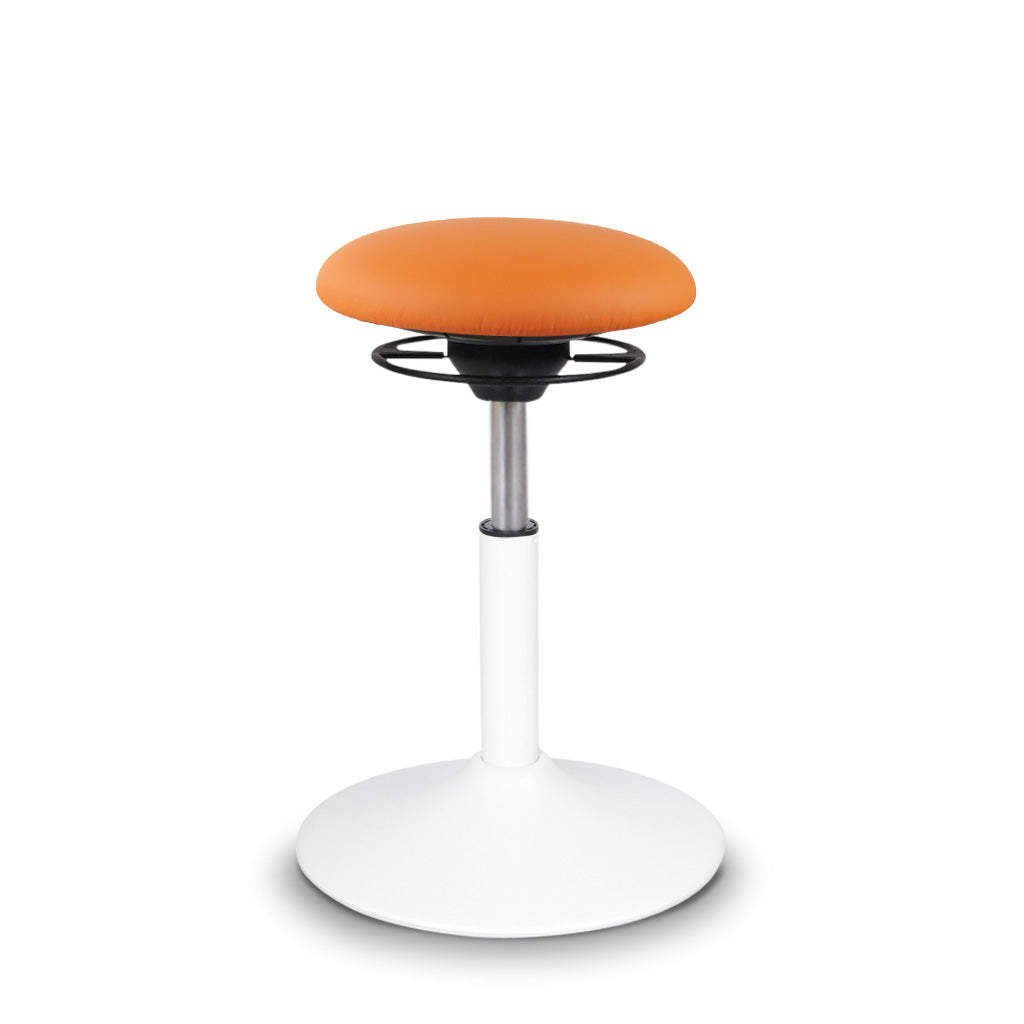 BALIMO Classic Sitzbezug orange mit weißem Gestell – Sitztrainer ergonomischer Hocker für gesundes Sitzen