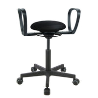 BALIMO Assist-Roll in schwarz (Stoff) mit schwarzem Gestell – Therapiehocker mit Haltegriffen