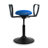 BALIMO Assist in blau (Stoff) mit schwarzem Gestell – Therapiehocker mit Haltegriffen