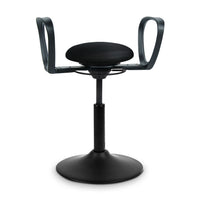 BALIMO Assist in schwarz (Stoff) mit schwarzem Gestell – sicherer Hocker mit 360°-Gelenk