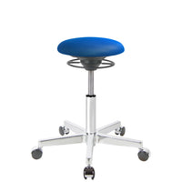 BALIMO Roll Berlin Sitzbezug blau (Stoff) mit Chrom-Gestell – ergonomischer Sitzhocker