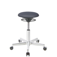 BALIMO Roll Berlin Sitzbezug dunkelgrau (Stoff) mit Chrom-Gestell – ergonomischer Hocker für aktives Sitzen