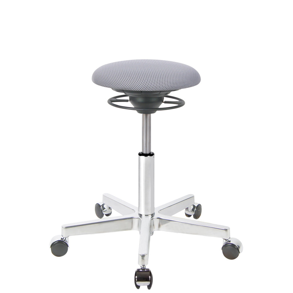 BALIMO Roll Berlin Sitzbezug hellgrau (Stoff) mit Chrom-Gestell – ergonomischer Sitzhocker