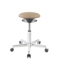 BALIMO Roll Berlin in beige (Kunstleder) mit Chrom- Gestell – Bewegungshocker mit 360° Gelenk