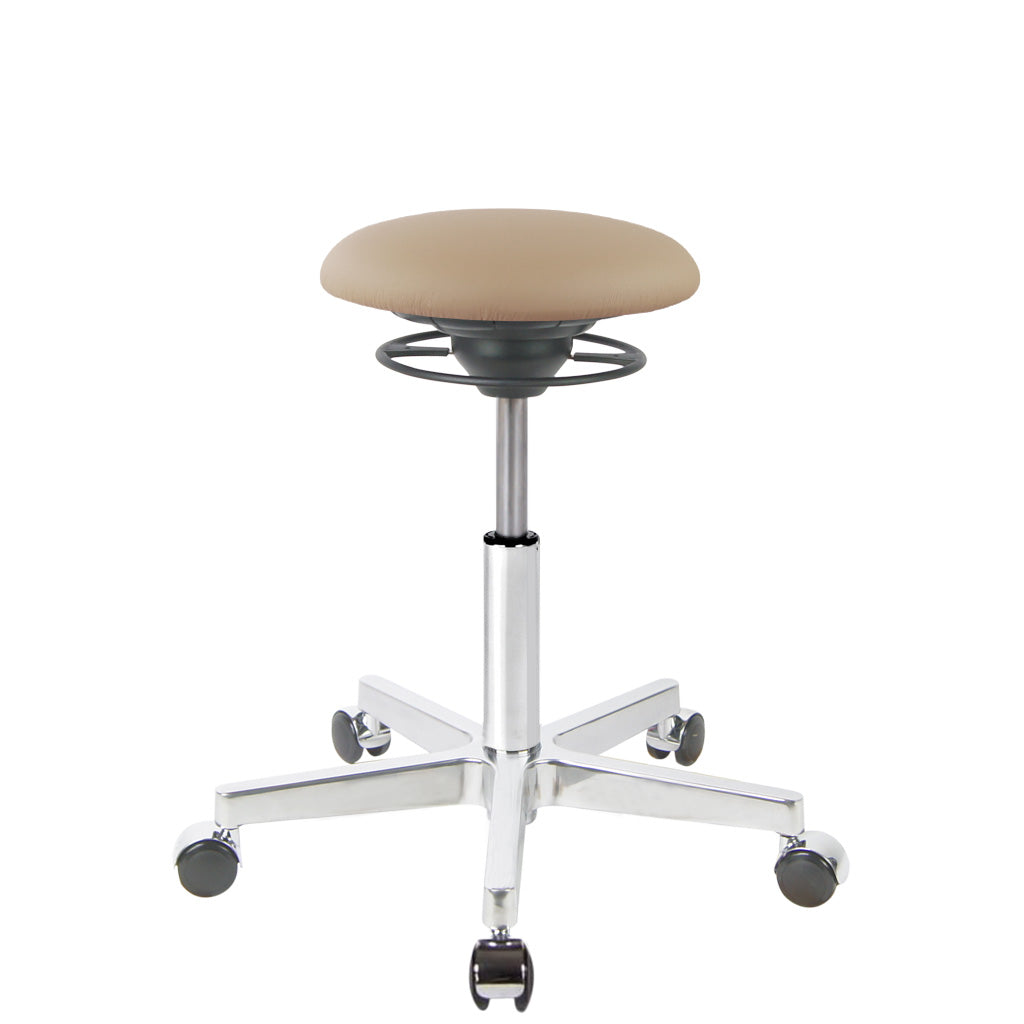 BALIMO Roll Berlin in beige (Kunstleder) mit Chrom- Gestell – Bewegungshocker mit 360° Gelenk