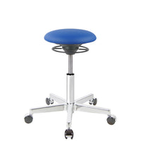 BALIMO Roll Berlin in blau (Kunstleder) mit Chrom-Gestell – ergonomischer Hocker für aktives Sitzen