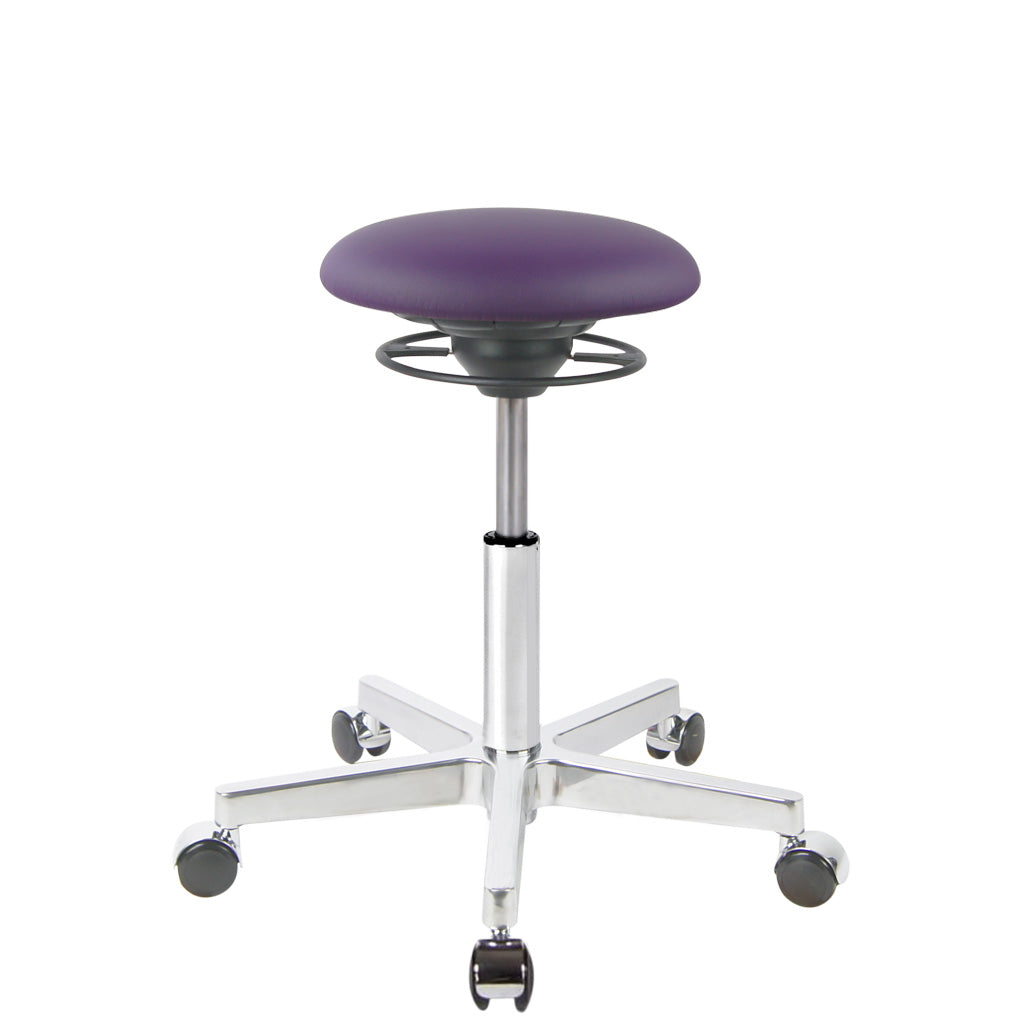BALIMO Roll Berlin Sitzbezug lila (Kunstleder) mit Chrom-Gestell – ergonomischer Hocker für aktives Sitzen