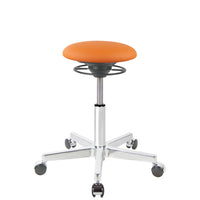 BALIMO Roll London Sitz in orange (Kunstleder) mit Chrom-Gestell – ergonomischer Hocker für aktives Sitzen