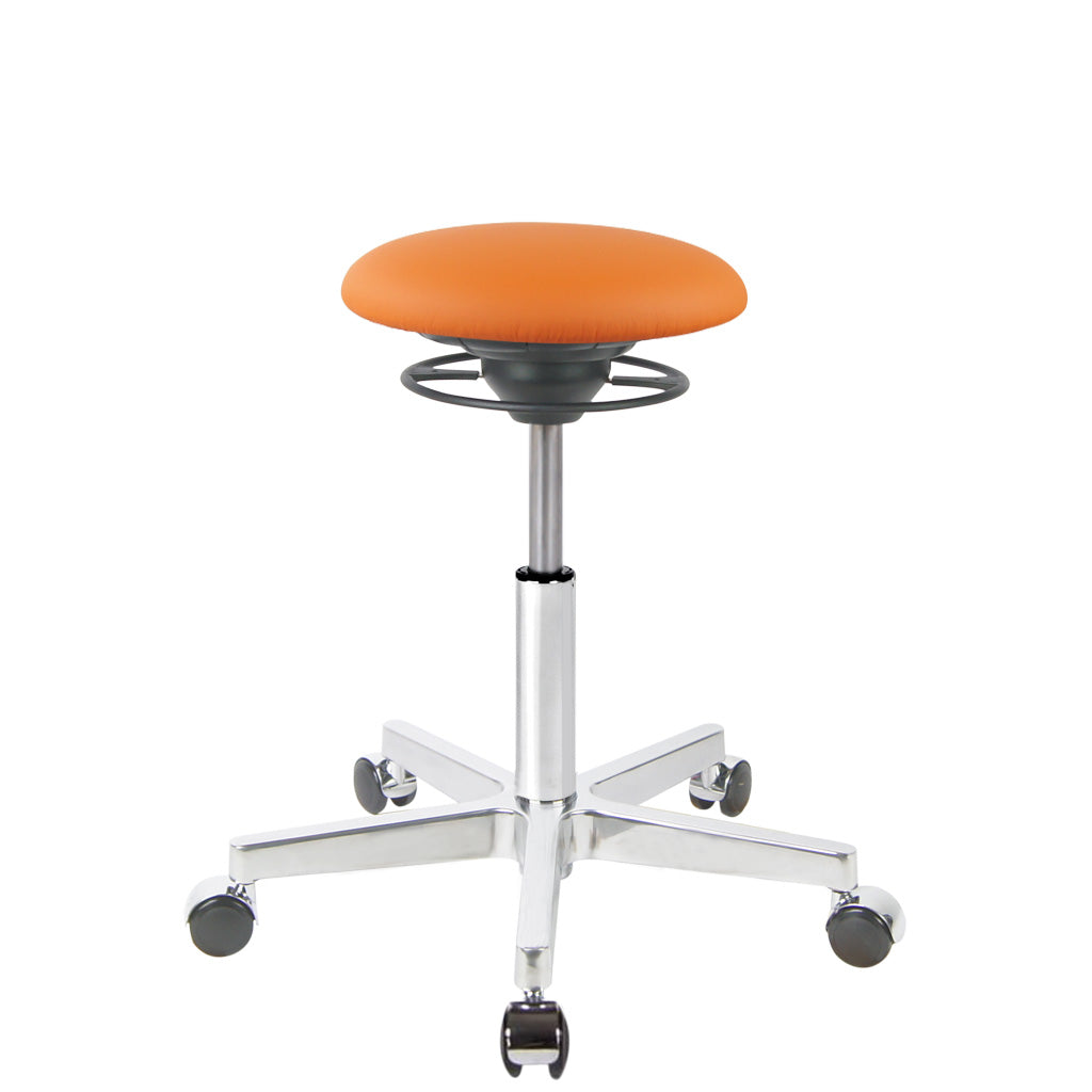 BALIMO Roll London Sitz in orange (Kunstleder) mit Chrom-Gestell – ergonomischer Hocker für aktives Sitzen