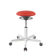 BALIMO Roll Berlin Sitz in rot (Kunstleder) mit Chrom-Gestell – ergonomischer Hocker für aktives Sitzen