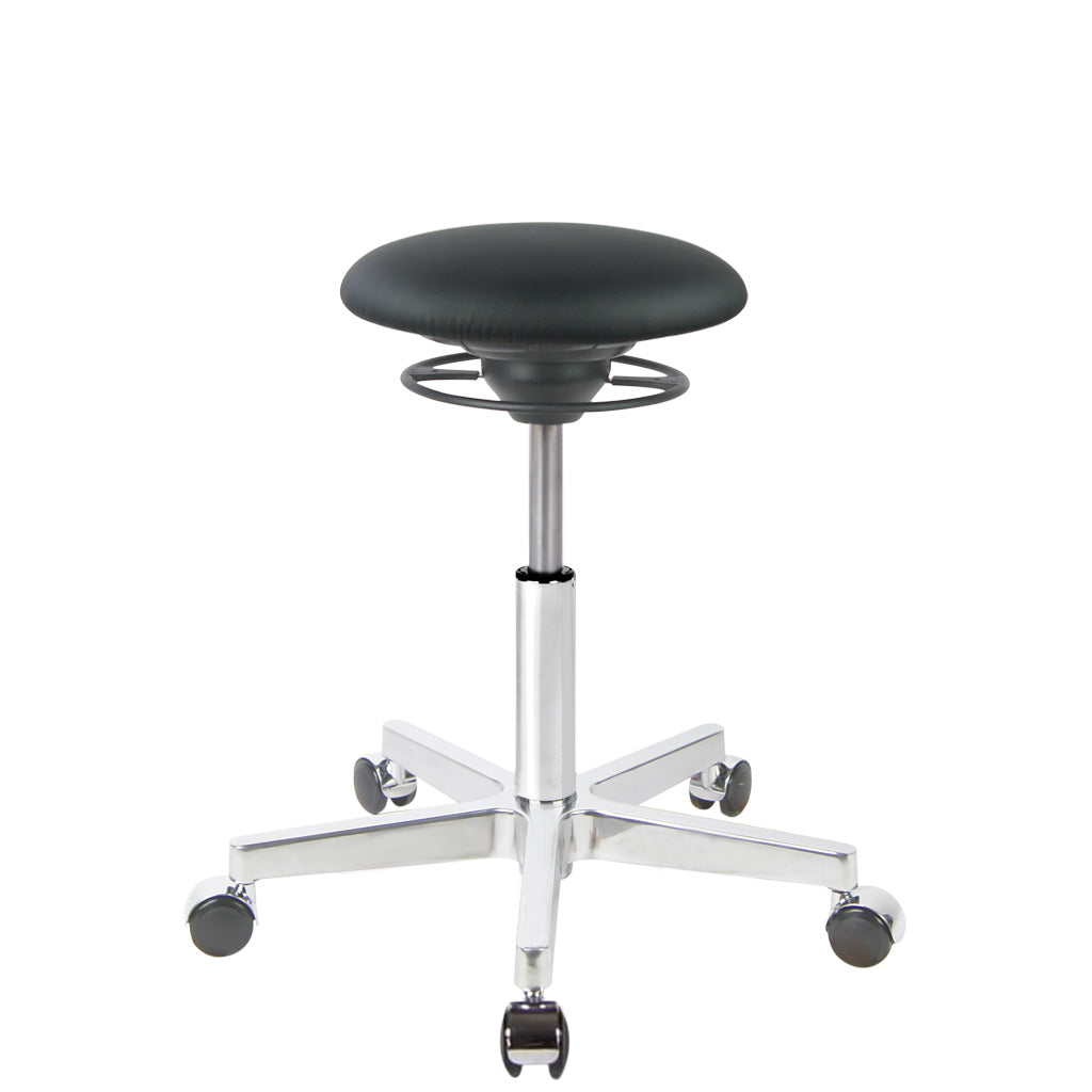 BALIMO Roll Berlin Sitzbezug schwarz (Kunstleder) mit Chrom-Gestell – ergonomischer Sitzhocker