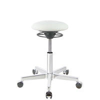 BALIMO Roll Berlin Sitzbezug weiß (Kunstleder) mit Chrom-Gestell – ergonomischer Hocker für aktives Sitzen