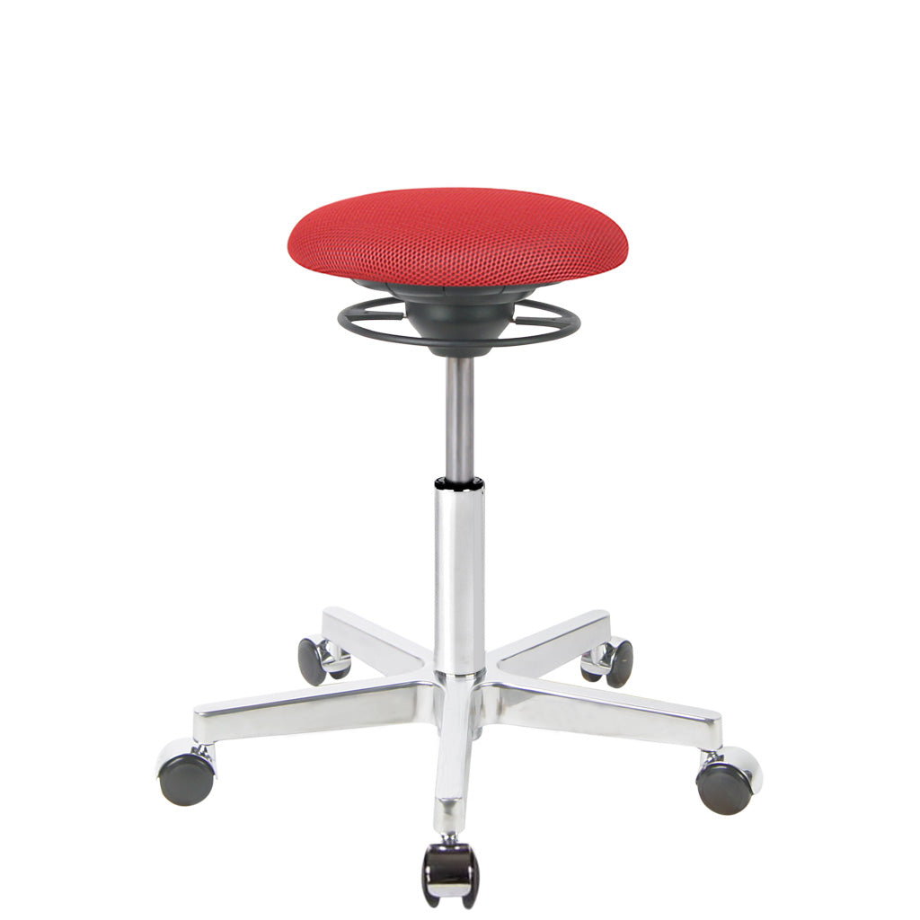 BALIMO Roll Berlin Sitzbezug rot (Stoff) mit Chrom-Gestell – ergonomischer Sitzhocker