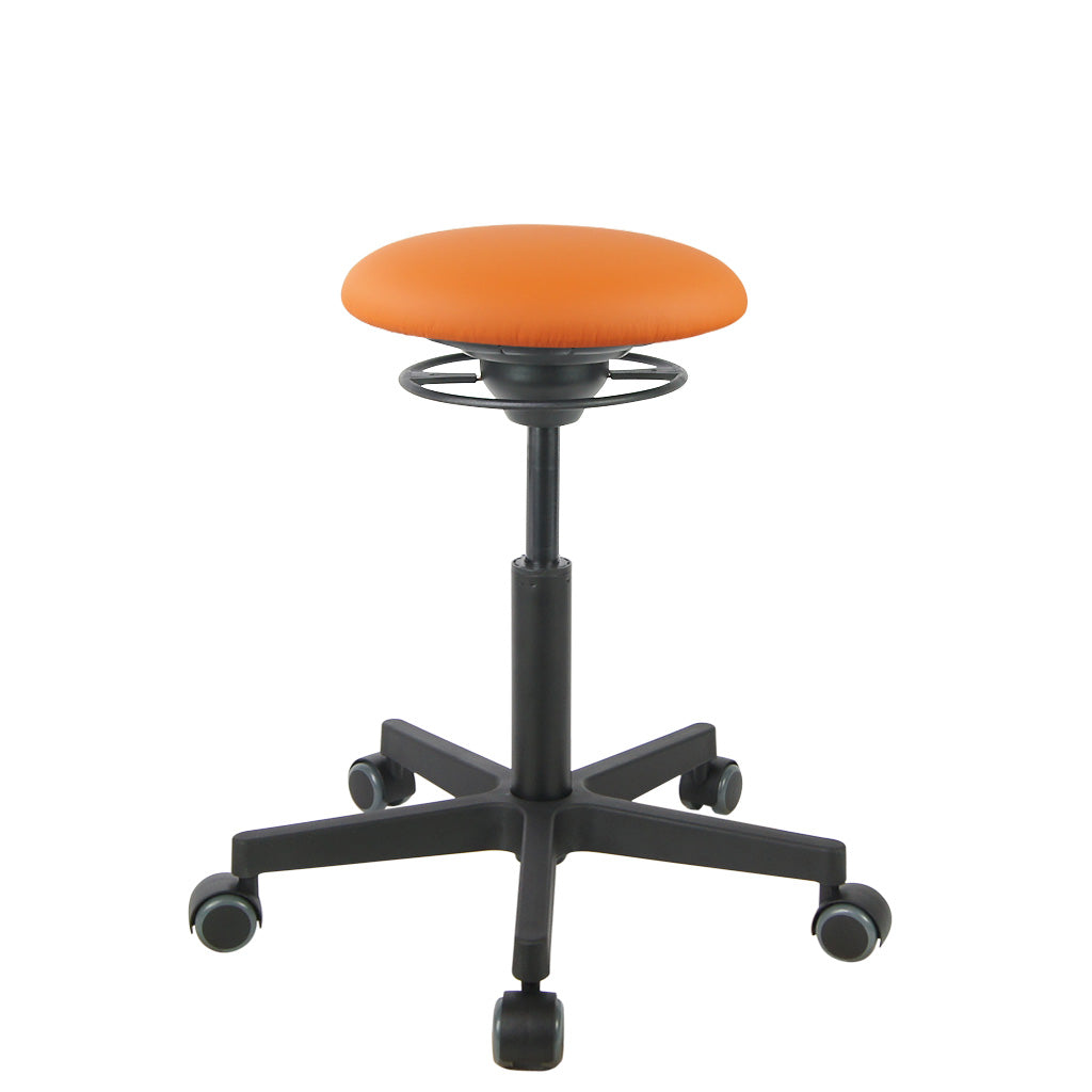 BALIMO Roll Berlin in orange (Kunstleder) mit schwarzem Gestell – Bewegungshocker für Büro und Praxis