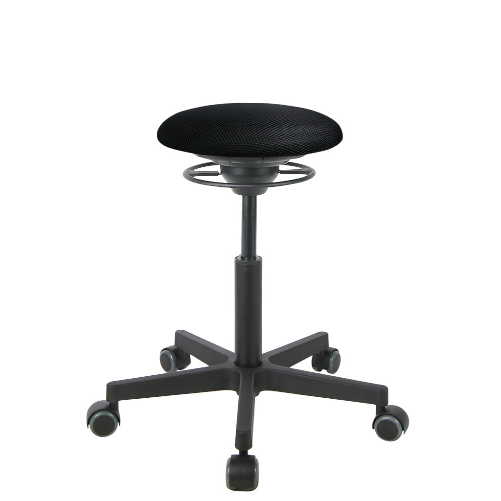 BALIMO Roll Berlin in schwarz mit schwarzem Gestell – ergonomischer Rollhocker