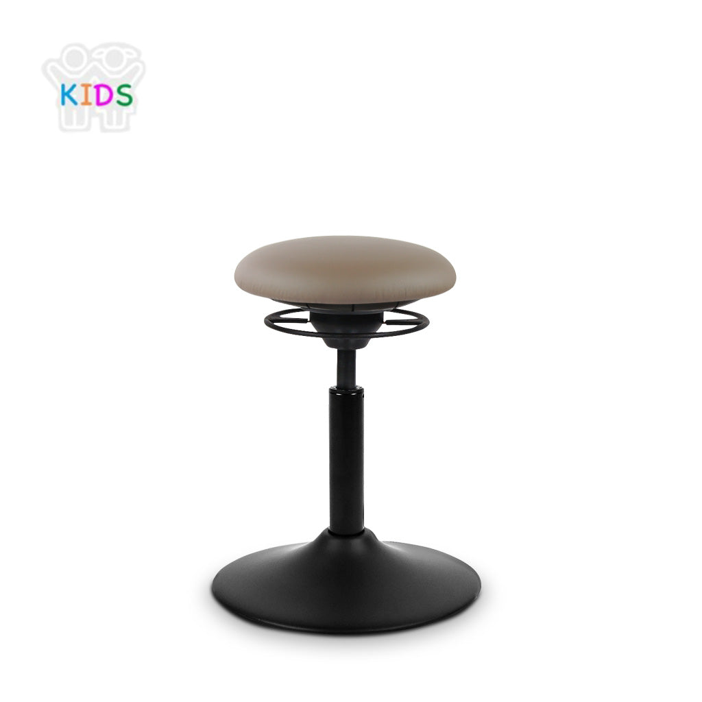 BALIMO Kids in taupe (Kunstleder) mit schwarzem Gestell – ergonomischer Hocker für Kinderzimmer