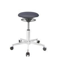 BALIMO Roll London Sitz dunkelgrau (Stoff) mit Chrom-Gestell – ergonomischer Hocker für aktives Sitzen