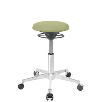 BALIMO Roll London Sitzbezug grün (Stoff) mit Chrom-Gestell – ergonomischer Sitzhocker