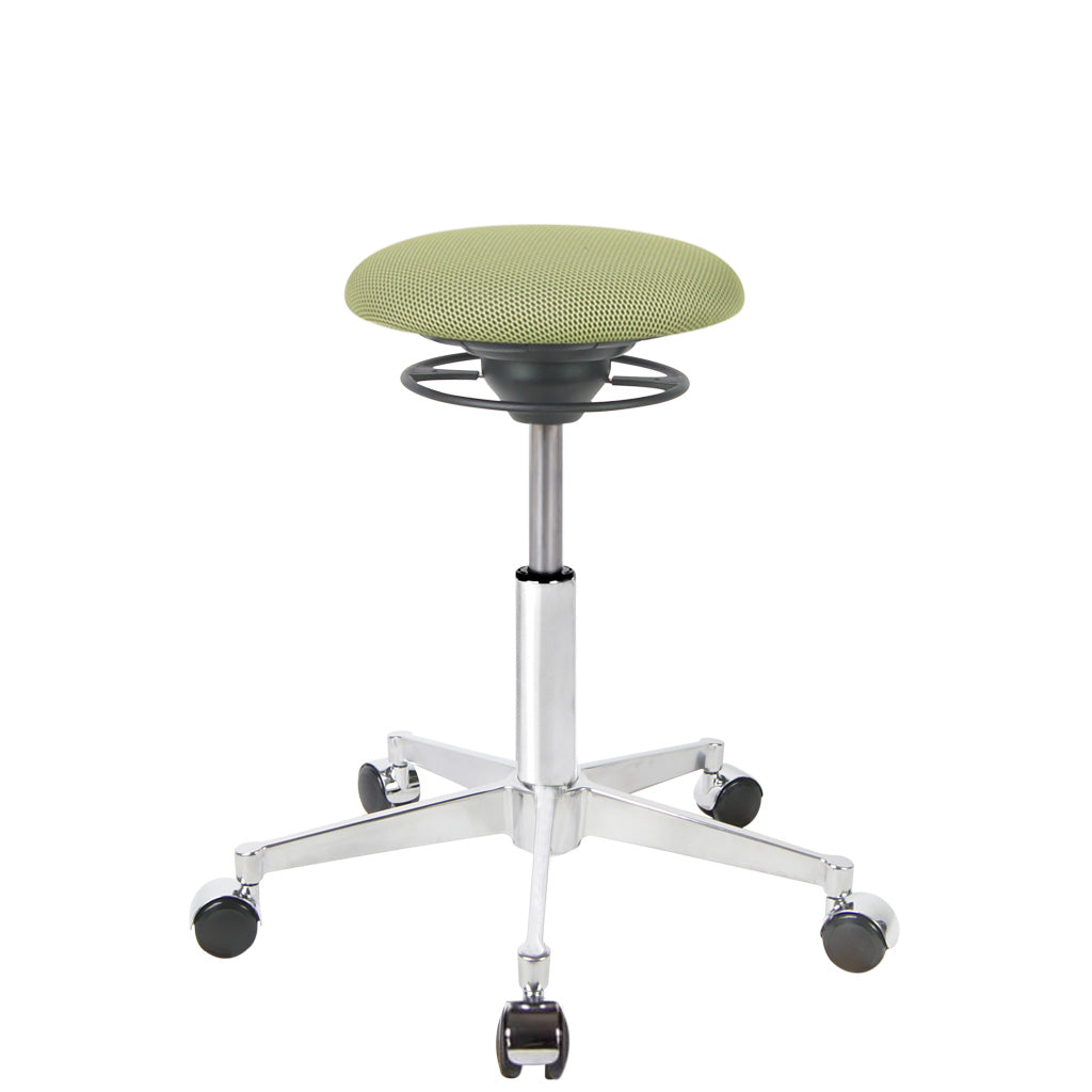 BALIMO Roll London Sitzbezug grün (Stoff) mit Chrom-Gestell – ergonomischer Sitzhocker
