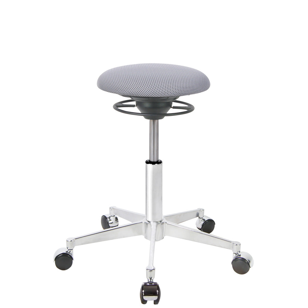 BALIMO Roll London Sitzbezug hellgrau (Stoff) mit Chrom-Gestell – ergonomischer Sitzhocker