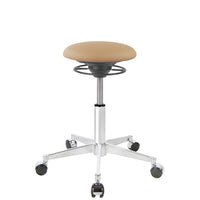 BALIMO Roll London in beige (Kunstleder) mit Chrom- Gestell – Bewegungshocker mit 360° Gelenk