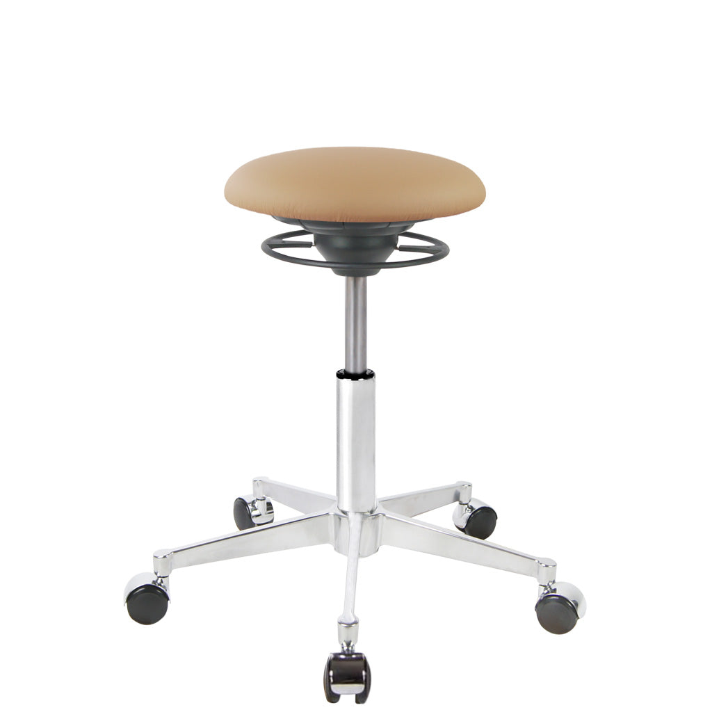 BALIMO Roll London in beige (Kunstleder) mit Chrom- Gestell – Bewegungshocker mit 360° Gelenk