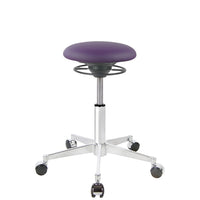 BALIMO Roll London Sitzbezug lila (Kunstleder) mit Chrom-Gestell – ergonomischer Hocker für aktives Sitzen