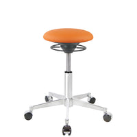 BALIMO Roll London in orange (Kunstleder) mit Chrom-Gestell – ergonomischer Hocker für aktives Sitzen
