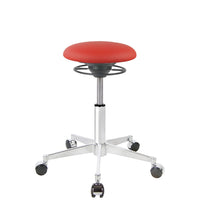 BALIMO Roll London Sitz in rot (Kunstleder) mit Chrom-Gestell – ergonomischer Hocker für aktives Sitzen