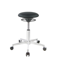 BALIMO Roll London Sitzbezug schwarz (Kunstleder) mit Chrom-Gestell – ergonomischer Sitzhocker