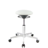BALIMO Roll London Sitzbezug weiß (Kunstleder) mit Chrom-Gestell – ergonomischer Hocker für aktives Sitzen