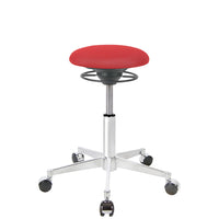 BALIMO Roll London Sitzbezug rot (Stoff) mit Chrom-Gestell – ergonomischer Sitzhocker