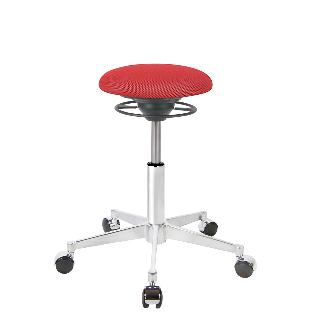 BALIMO Roll London Sitzbezug rot (Stoff) mit Chrom-Gestell – ergonomischer Sitzhocker