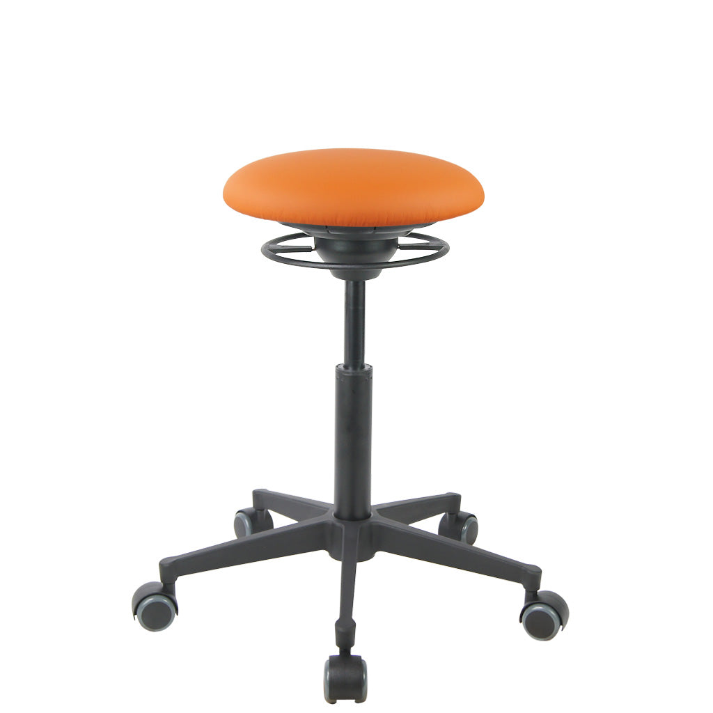 BALIMO Roll London in orange (Kunstleder) mit schwarzem Gestell – Bewegungshocker für Büro und Praxis