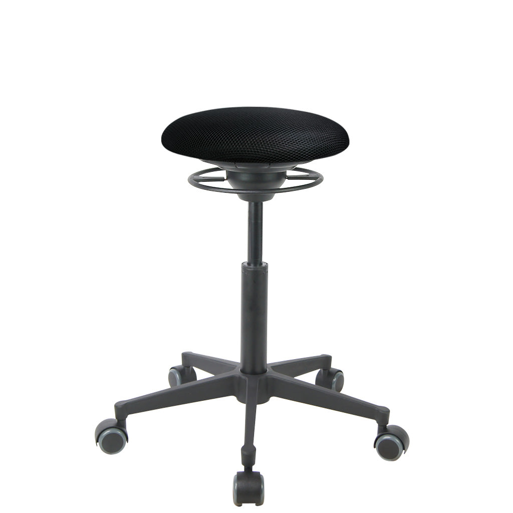 BALIMO Roll London in schwarz mit schwarzem Gestell – ergonomischer Rollhocker