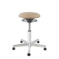 BALIMO Classic-Star in beige (Kunstleder) mit Chrom-Fußkreuz – ergonomischer Sitzhocker mit Bodengleitern