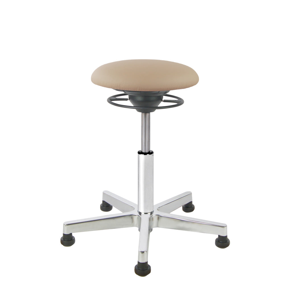 BALIMO Classic-Star in beige (Kunstleder) mit Chrom-Fußkreuz – ergonomischer Sitzhocker mit Bodengleitern