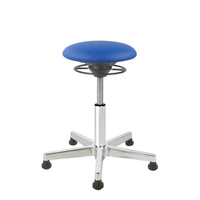 BALIMO Classic-Star in blau (Kunstleder) mit Chrom-Fußkreuz – fester Hocker für dynamisches Sitzen
